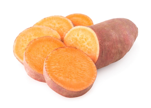 Sweet potatoes isolated on white background