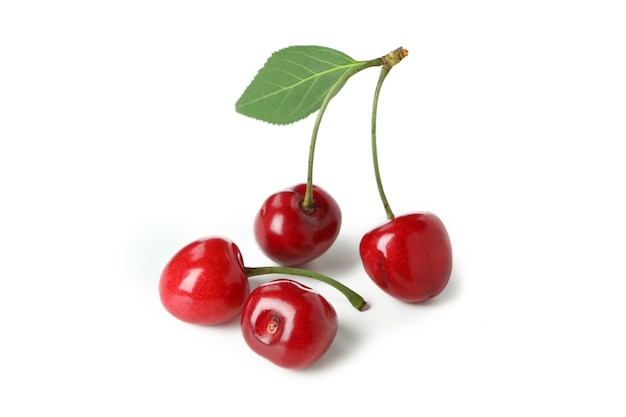 Sweet red cherry isolated on white background