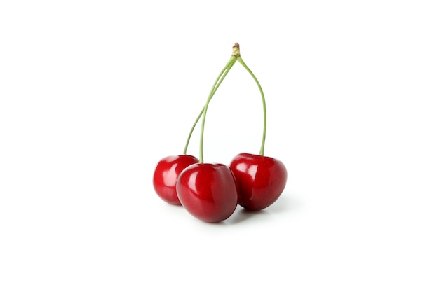 Sweet red cherry isolated on white background