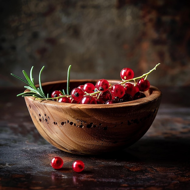 Sweet Red Currant Berries with Rosemary Sprig