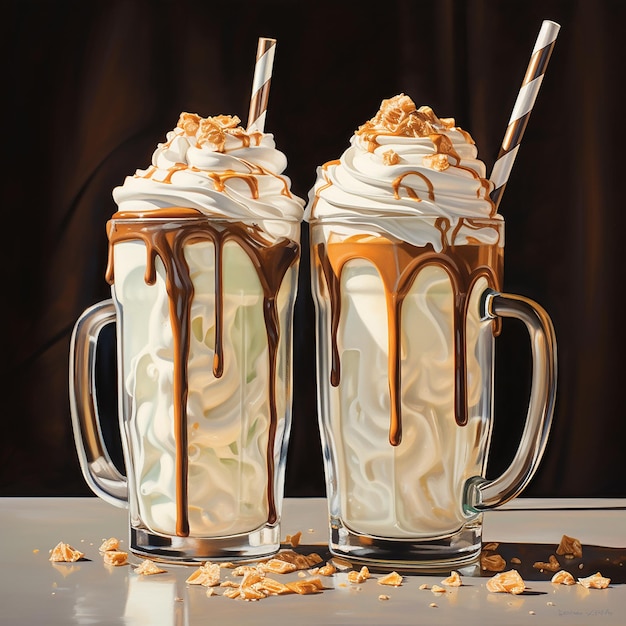 Photo sweet refreshment caramel milkshake