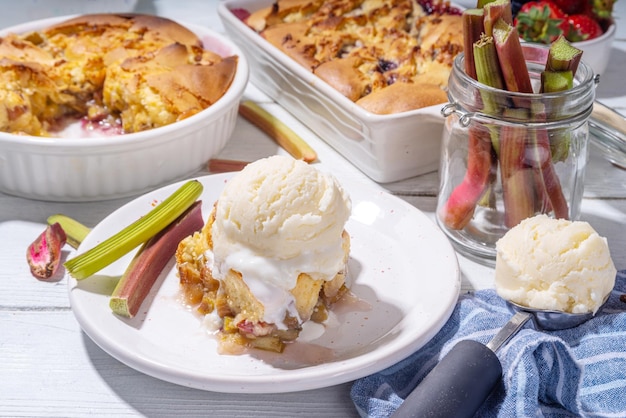 Sweet rhubarb cobbler pie