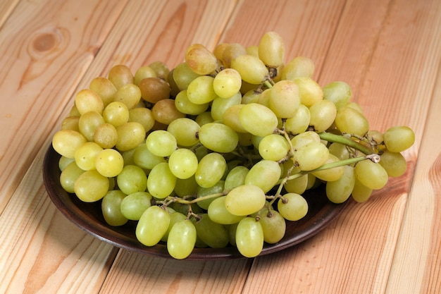 Sweet ripe white unwashed grapes