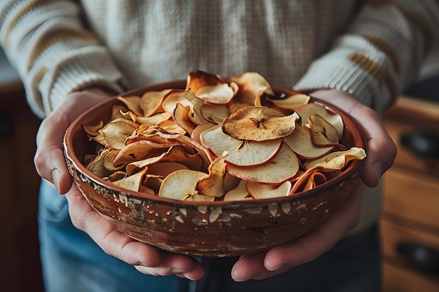 Photo sweet simplicity rustic presentation of tasty apple chips