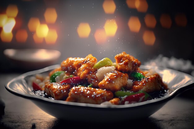 Sweet and sour pork chinese cuisine popular dish