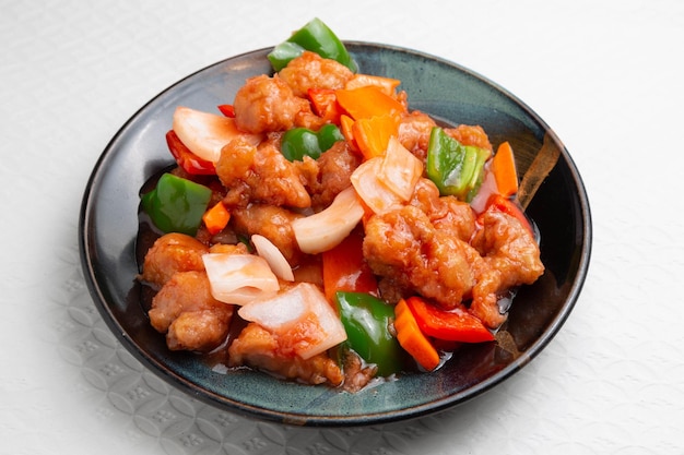 Sweet and sour pork typical chinese food