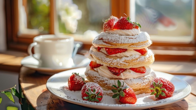 Photo sweet stack strawberry shortcakes