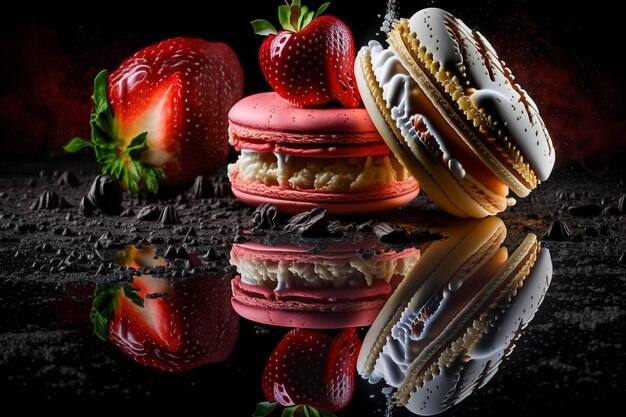 sweet strawberry delicious macaroons