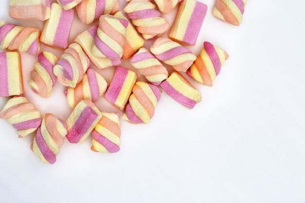 Sweet striped pink and yellow marshmallows