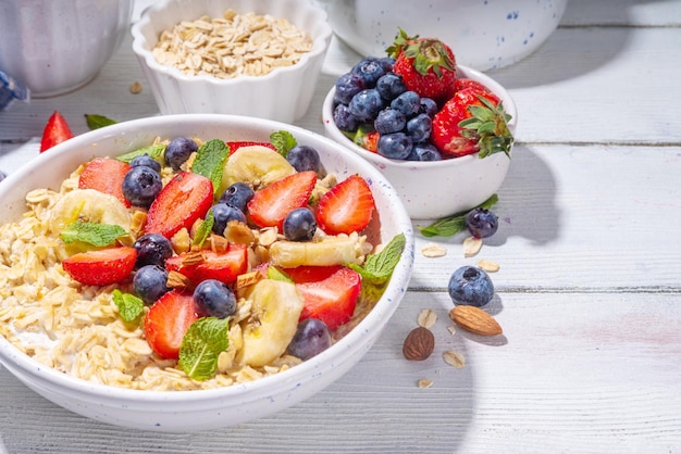 Sweet summer breakfast oatmeal with berry