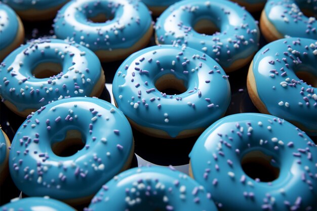 Sweet symmetry blue donuts create an enticing pattern against a visually captivating background