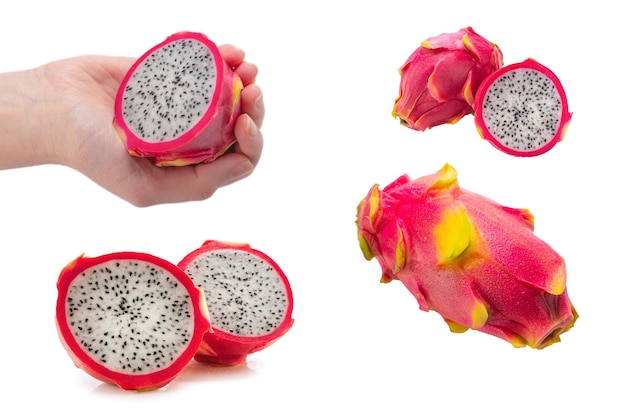 Sweet tasty dragon fruit or pitaya isolated on white