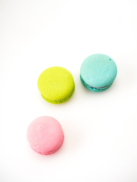 Sweet three macarons love on white 