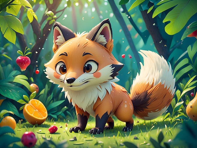 A sweet and tiny fox in the forest exuding charm and curiosity