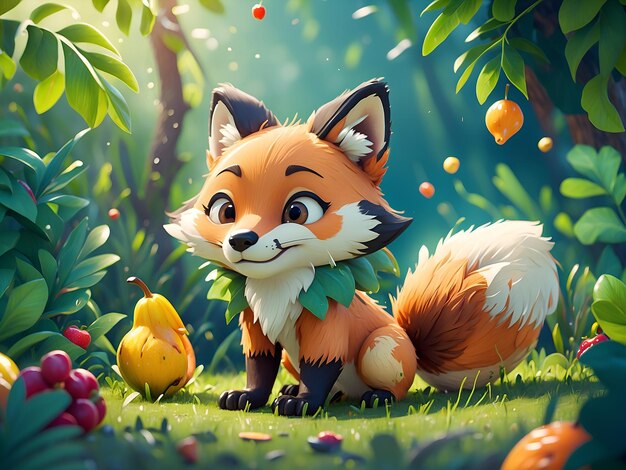 A sweet and tiny fox in the forest exuding charm and curiosity