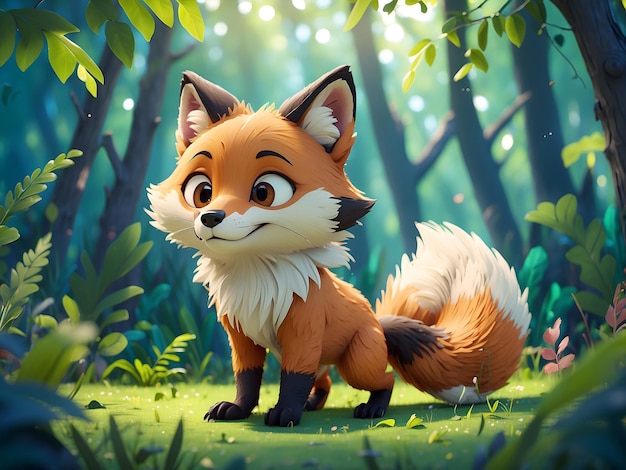 A sweet and tiny fox in the forest exuding charm and curiosity