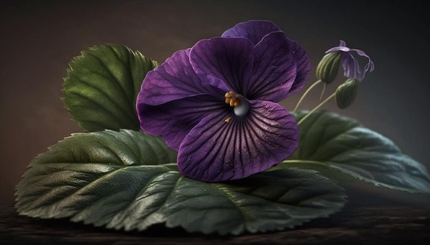 Sweet Violet Flower Generative AI