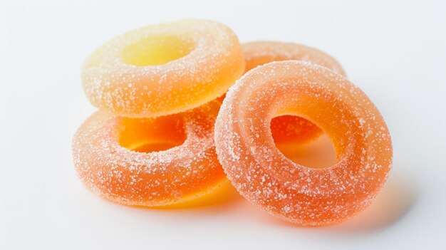 sweets peach ring gummy candies on the white background