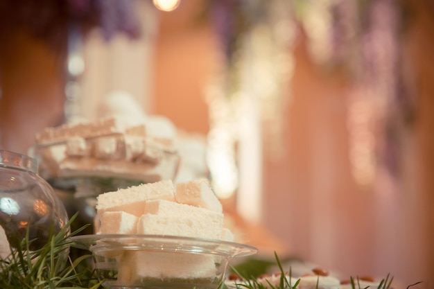 Sweets on the wedding table Vintage color