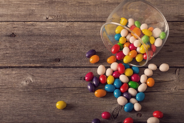 Sweets on wooden backgroun