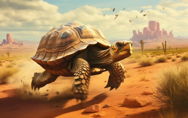 Swift Racing Turtle Sprinting Across Generative AI