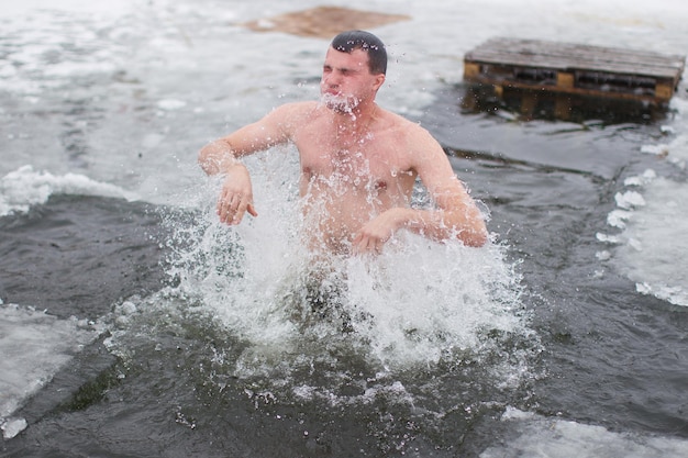 Swim in the ice hole at the baptism of the Lord