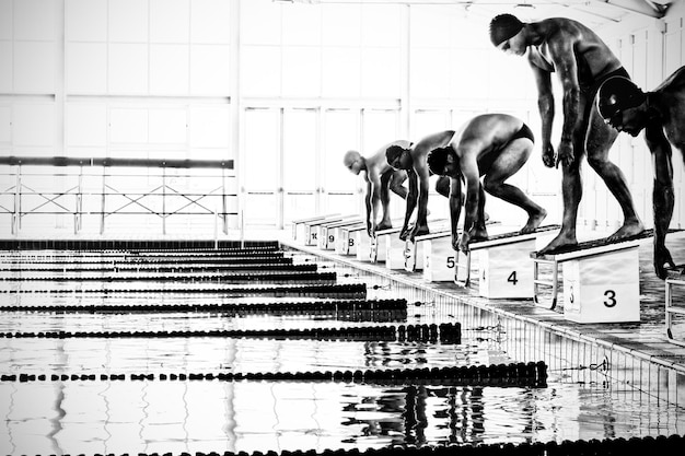 Photo swimmers ready to plunge