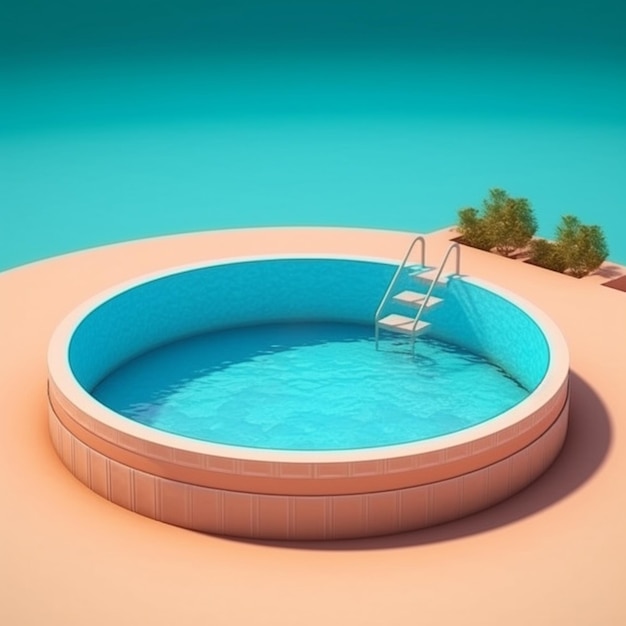 Swimming pool blue water clay cartoon AI Generated