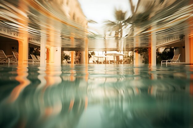 Photo swimming pool of a hotel blurred