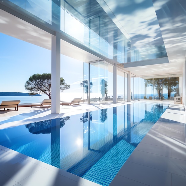 a swimming pool inside a house