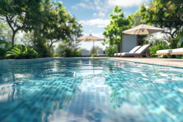 Swimming pool at luxury resort hotel