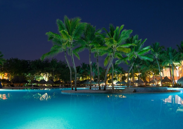 Swimming pool in night illumination