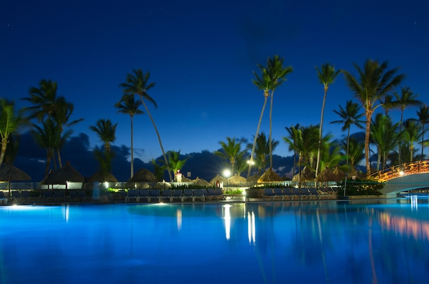 Swimming pool at night