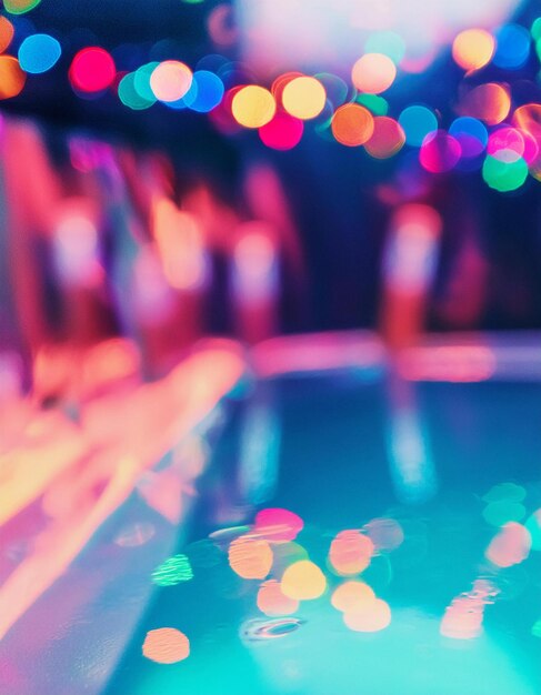 Photo swimming pool party abstract background with bokeh defocused lights and shadows