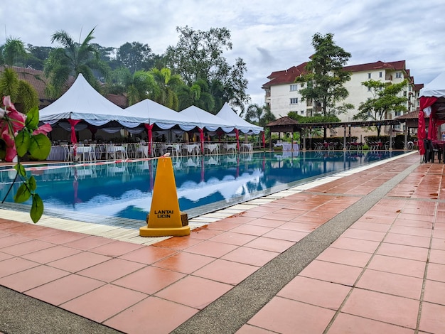 The swimming pool at the resort is open to the public in the evening