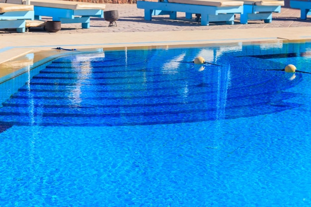 Swimming pool with clear water at a tropical resort