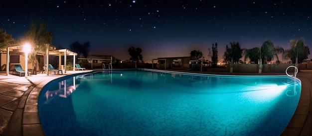 Photo swimming pool with starry sky background