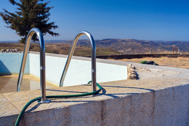 Swimming pool without water with beautiful view