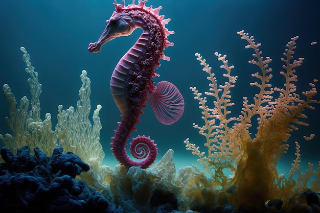 Swimming seahorse Hippocampus