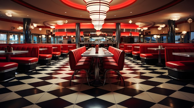 Swindon Wiltshire UK Dec 2018 American 1950's style Ed's diner with red decor