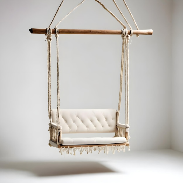 Photo a swing that has a white leather seat that says quot the seat quot