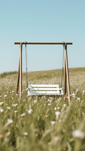 Photo swinging in the meadow