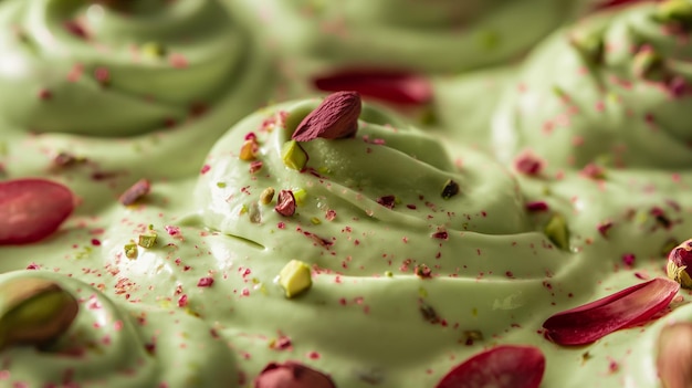 Photo swirled pistachio yogurt with toppings generative ai