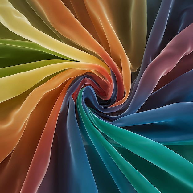 Swirled Rainbow Organza Fabric Flowing Waves and Abstract Layers of Wavy Textile Ripples summer rainbow flower prism light