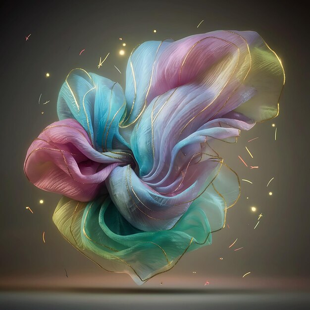 Swirled Rainbow Organza Fabric Flowing Waves and Abstract Layers of Wavy Textile Ripples summer rainbow flower prism light