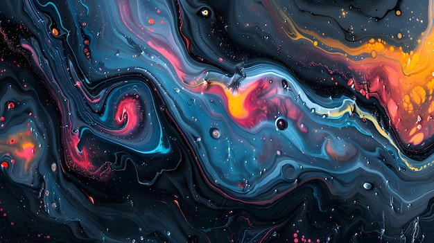 Swirling colors interact in a fluid dance dynamic patterns that capture the chaos and beauty of abstract art colorful background with a lot of paint illustration from Generative AI