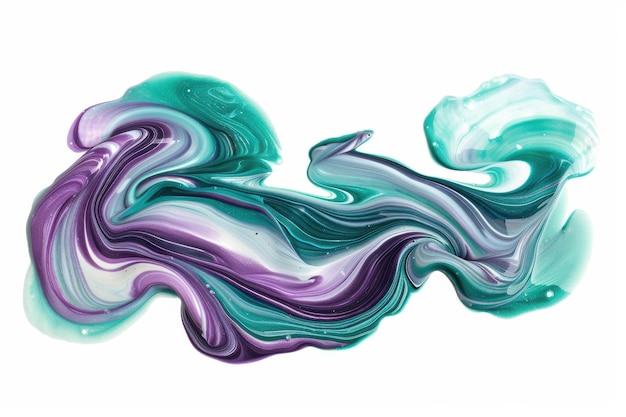 Photo swirling colors of teal and purple create a mesmerizing dance of paint on a smooth surface