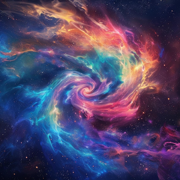 Photo a swirling cosmic nebula with vibrant colors and stars