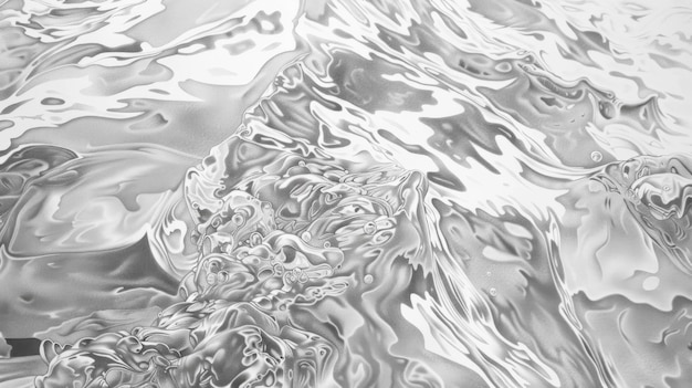 Swirling Currents and Reflections in Monochrome Pencil Drawing of a Sparkling River