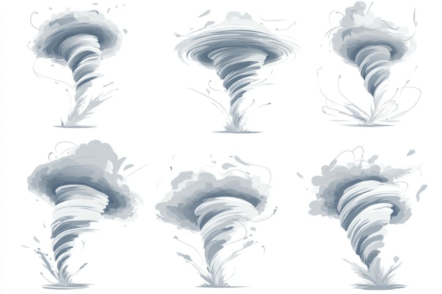 Photo swirling gray tornado icons set